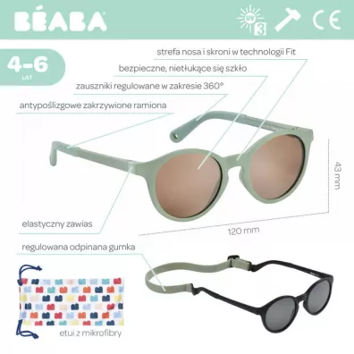 Beaba Okulary przeciwsoneczne dla dzieci 4-6 lat Sunrise - Sage green