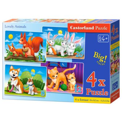 Puzzle 4x1 Lovely Animals - Castorland