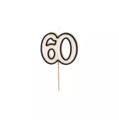 PartyDeco �wieczka urodzinowa 60 bia�o-czarny 5.5cm