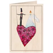 Cozywood Karnet drewniany C6 + koperta �lub serce