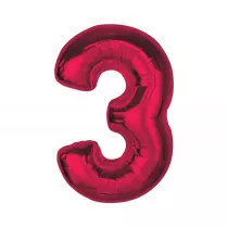 Godan Balon foliowy cyfra 3 czerwona Smart 92cm