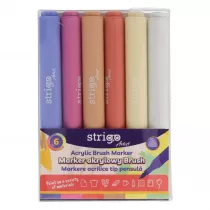 Strigo Marker akrylowy z kocwk Brush 6 szt.