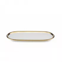 HowHomely Taca dekoracyjna Lovia White Gold 25 cm