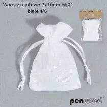 Woreczki jutowe biae 6 szt.