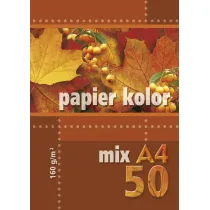 Kreska, papier kolorowy A4, 50 kartek, 160 g/m2, wielokolorowy