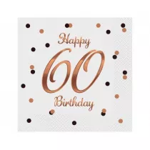 Godan Serwetki B&C Happy 60 Birthday bia�e 33 x 33 cm