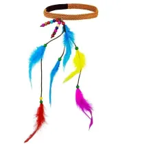 Opaska hipiska z koralikami i pi�rkiem