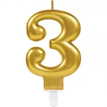 Amscan �wieczka cyferka 3 Sparkling Celebrations z�ota