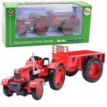 Traktor rolniczy z przyczep metalowy czerwony 1:1 Leantoys