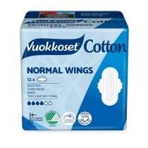 Vuokkoset Cotton, Podpaski ze skrzydekami Normal Sensitive 12 szt.