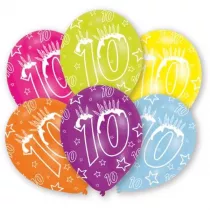 Balony lateksowe z cyfr 10 nadruk 27,5cm