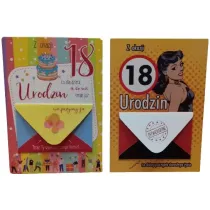 Karnet B6 18 Urodziny z kopertk� mix 2 wzor�w