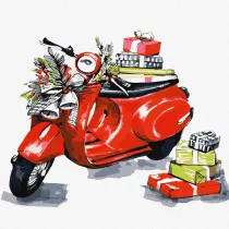 Ideyka Malowanie po numerach - �wi�teczny motocykl 30x30cm