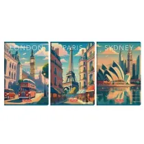 Herlitz Zeszyt A4 z marginesem Retro City linia 96 kartek 5 szt.