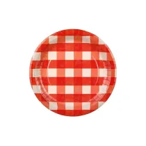 PartyDeco Talerzyki papierowe w krat� 27cm 6 szt