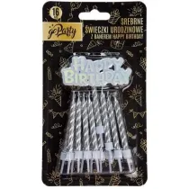 GoParty �wieczki urodzinowe srebrne HB 16 szt