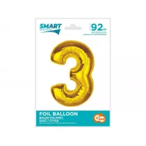 Balon foliowy Smart cyfra 3 zota 92cm