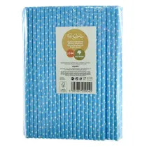S�omki papierowe niebieskie w bia�e kropki 144 szt.