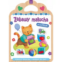 Zabawy malucha z kotkiem. Ksieczka edukacyjna z naklejkami dla dzieci