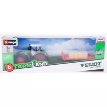 Bburago model tractor with trailer fendt 1050 with bale 10cm