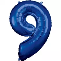 Amscan Balon foliowy cyfra 9 niebieska 60x86cm
