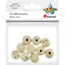 Hasta Koraliki drewniane okr�g�e z twarz� 10 szt.