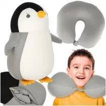 Poduszka podrna 2w1 rogal pod kark do samochodu samolotu maskotka pingwin