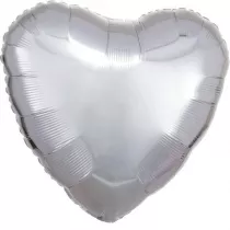 Amscan Balon foliowy metalik srebrny serce luzem 43cm