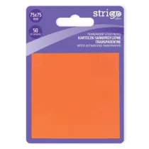 Strigo, Karteczki samoprzylepne transparentne - pomaraczowe, 50 kartek