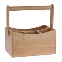 Excellent Houseware Pojemnik na sztuce z rczk bambus 23,5 cm