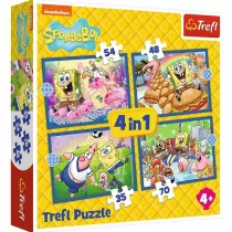 Puzzle 4w1 Podwodne ycie SpongeBoba TREFL