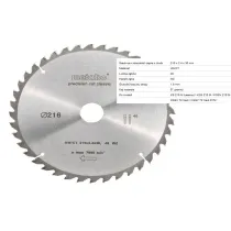 Metabo Pi�a tarczowa hw/ct 216x30x40z 1,8mm