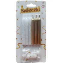 �wieczki na tort bia�o-z�ote 6 szt. 8cm