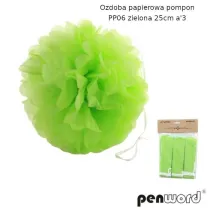 Penword Ozdoba papierowa pompon zielona 25cm