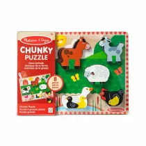 MELISSA Puzzle drewniane 8el Zwierzta gospodarskie i stodoa 03723 Melissa & Doug
