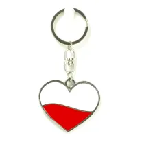 Abino Brelok metalowy serce bia�o-czerwone 5cm