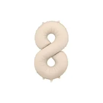 PartyDeco Balon foliowy 8 jasny be� 86cm