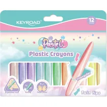 Kredki wiecowe KEYROAD pastelowe dwustronne plastikowe 12 kolorw