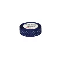 Wst��ka satynowa w kropki granatowa 25mm x 22m