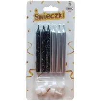 �wieczki na tort czarno-z�ote 6 szt. 8cm