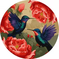 Ideyka Malowanie po numerach okr�g�e - Kolorowe kolibry 39cm