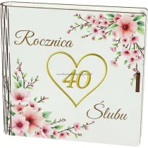 Pude�ko drewniane z ksi��eczk� 40 rocznica �lubu (15x15x2cm)