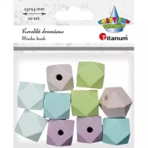 Titanum Koraliki drewniane kostki �ci�te pastel 10 szt.