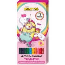 Kredki o��wkowe tr�jk�tne Minionki 12 kolor�w