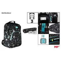 Mp Main Paper Plecak trzykomorowy czarny + pi�rnik 32x12x38cm