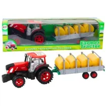 Traktor rolniczy z przyczep� i balami siana nap�d LeanToys
