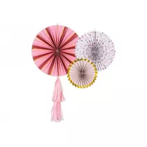 PartyDeco Rozety dekoracyjne kwiaty 26-43 cm 3 szt.
