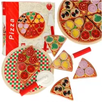 Pizza drewniany zestaw do zabawy na rzep  akcesoria opatka n talerz nauka krojenia 20cm