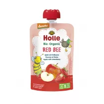 Holle Mus Czerwona pszczka Jabko z truskawk od 8 miesica 100 g Bio
