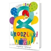 Karnet okazjonalny B6 z kopert� 8 Urodziny PAN DRAGON KB6-1846